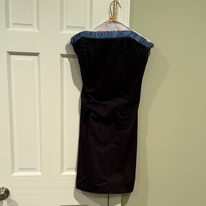 Elegant Black and Blue Off-Shoulder Dress